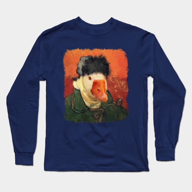 Van Goose - That Knife was too Sharp. Smoking Gander Self Portrait of a Gander with Banded Ear - Untitled Goose Game, Vincent Van Gogh Honk Long Sleeve T-Shirt by anycolordesigns